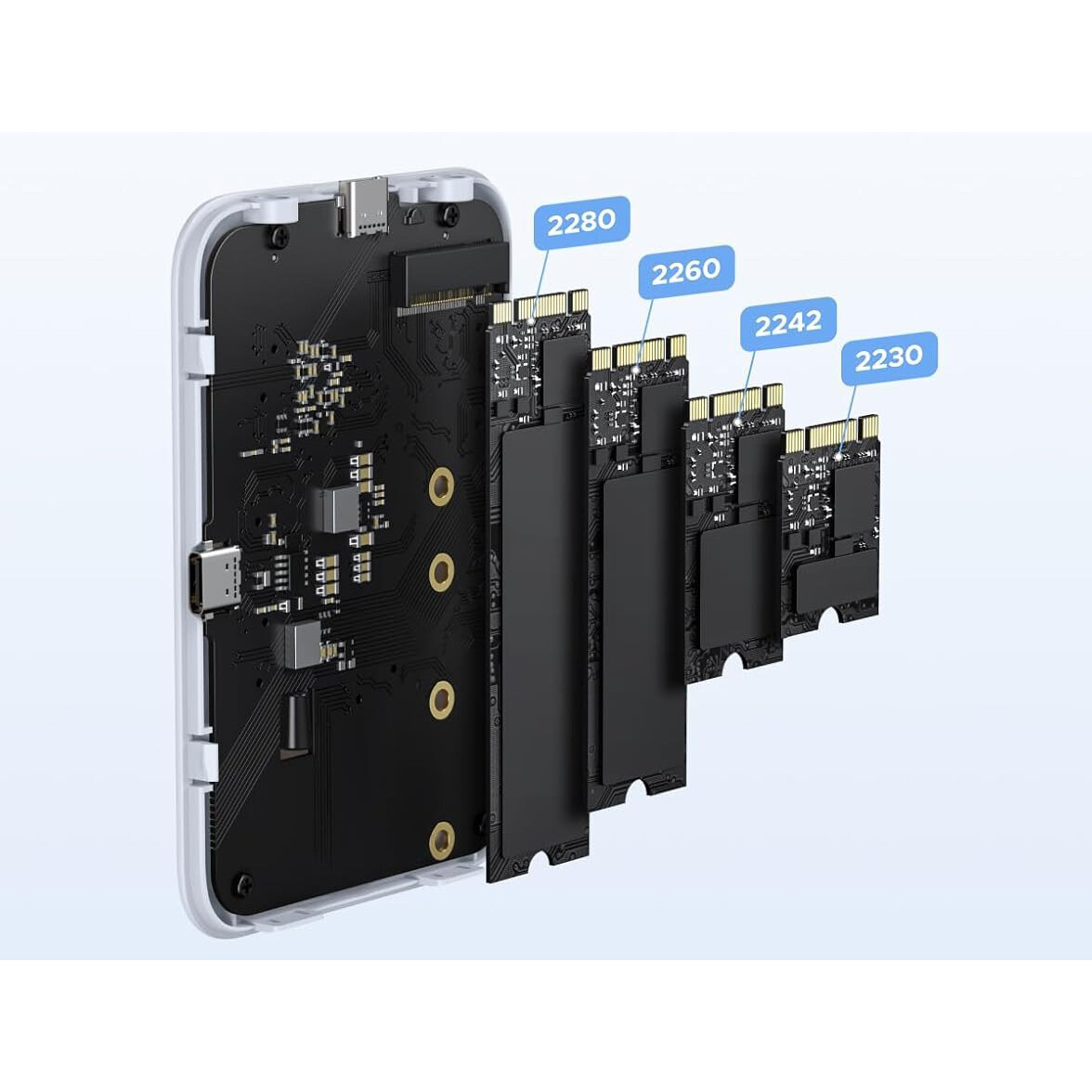 Внешний корпус для SSD M.2 UGREEN D619 55151, Серебряный детальное изображение - 3