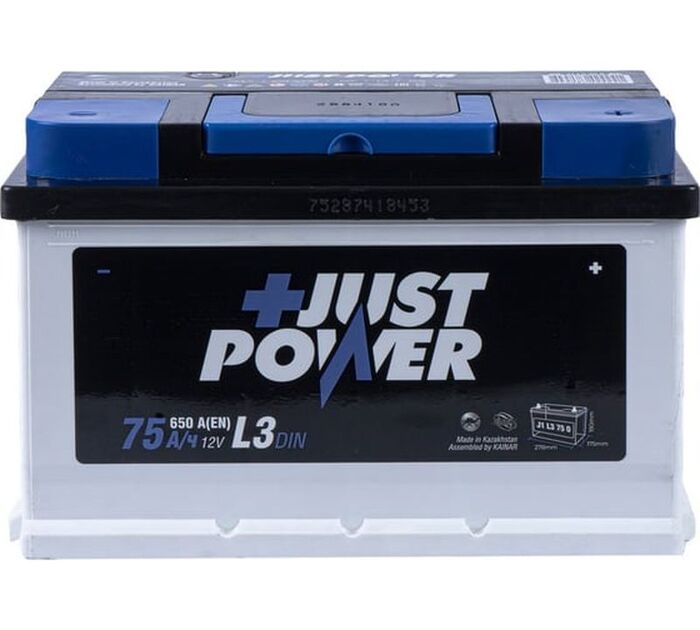 Аккумулятор JUST POWER+ R+ L3B EN, Обратная Поляроность, J1L3750, 75 А·ч №2