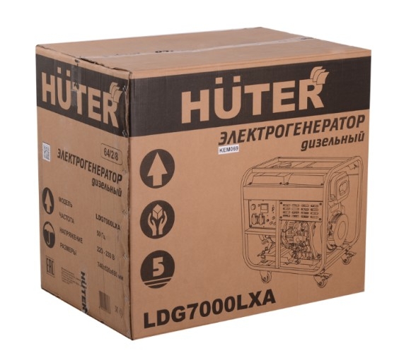Генератор дизельный с воздушным охлаждением HUTER LDG 7000LXA 64/2/8, открытый, 5 кВт, Желтый детальное изображение - 9
