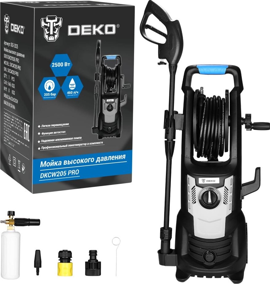 Автомойка DEKO DKCW205 PRO, 2.5 кВт, 205 бар, Черный/Серый детальное изображение - 3