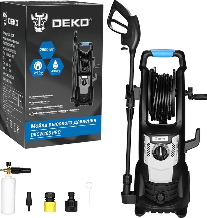 Автомойка DEKO DKCW205 PRO, 2.5 кВт, 205 бар, Черный/Серый №3