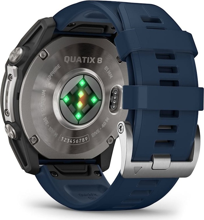 Смарт-часы Garmin Quatix 8 51 мм, AMOLED, Sapphire, Titanium, Синий силиконовый ремешок №6