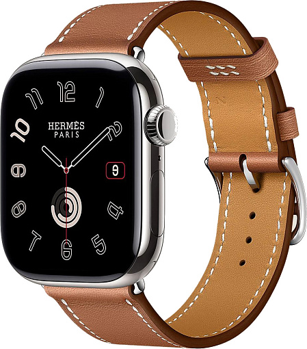 Смарт-часы Apple Watch Hermes Series 10 46 мм, Silver Titanium Case with Gold Single Tour, Серебристый/Коричневый детальное изображение - 1