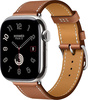 Смарт-часы Apple Watch Hermes Series 10 46 мм, Silver Titanium Case with Gold Single Tour, Серебристый/Коричневый вариант - 1
