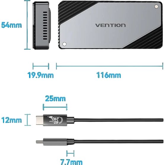 Внешний корпус для SSD M.2 Vention KPZH0, Серебряный детальное изображение - 4