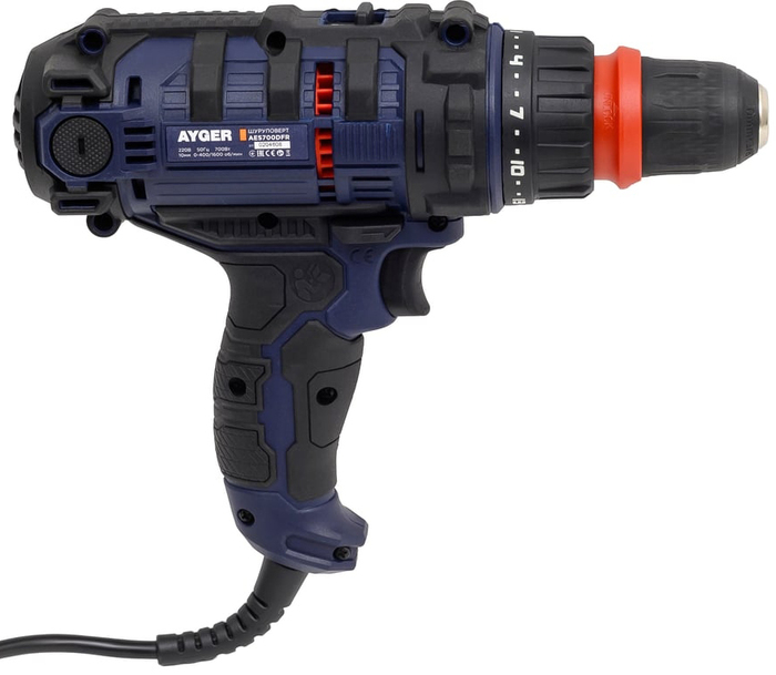 Сетевая дрель-шуруповерт AYGER AES700DFR, 22 Нм, 700 Вт №2