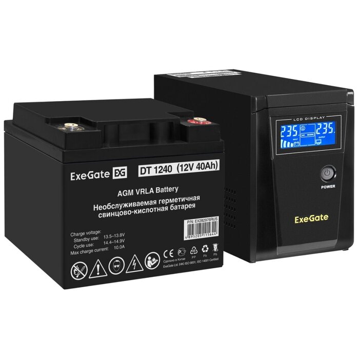 ИБП ExeGate SineTower SZ-600.LCD.AVR.1SH + DT 1240 (40Ач) №1