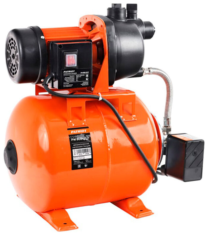 Насосная станция Patriot PW 800-20 P, 50 л/мин, 25 мм, напор 30 м, d=25 мм, 810 Вт, Оранжевый №2
