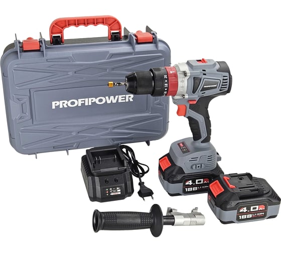 Аккумуляторная дрель бесщеточная ударная Profipower MKDHP-18V (Li-ion-2шт, 4.0Ач, 80Нм, 2 скорости, З/У, кейс) E0087, 18 В детальное изображение - 2