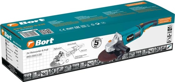 Угловая шлифовальная машина BORT BWS-2500-S-230 93725792, 230 мм, 6500 об/мин, 2400 Вт детальное изображение - 6