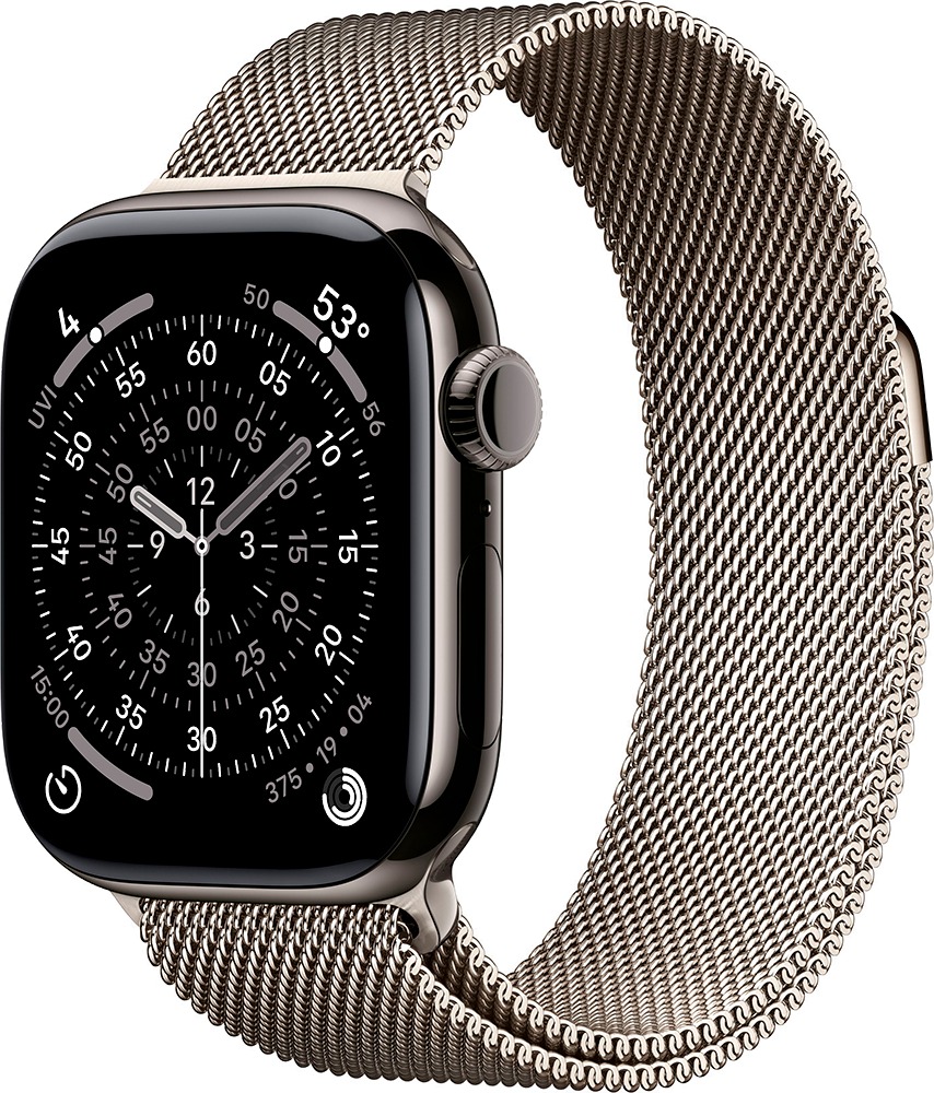 Умные часы Apple Watch Series 11 46 мм, Slate Titanium Case with Natural Milanese Loop, GPS + Cellular, Черный/Серебристый детальное изображение - 1