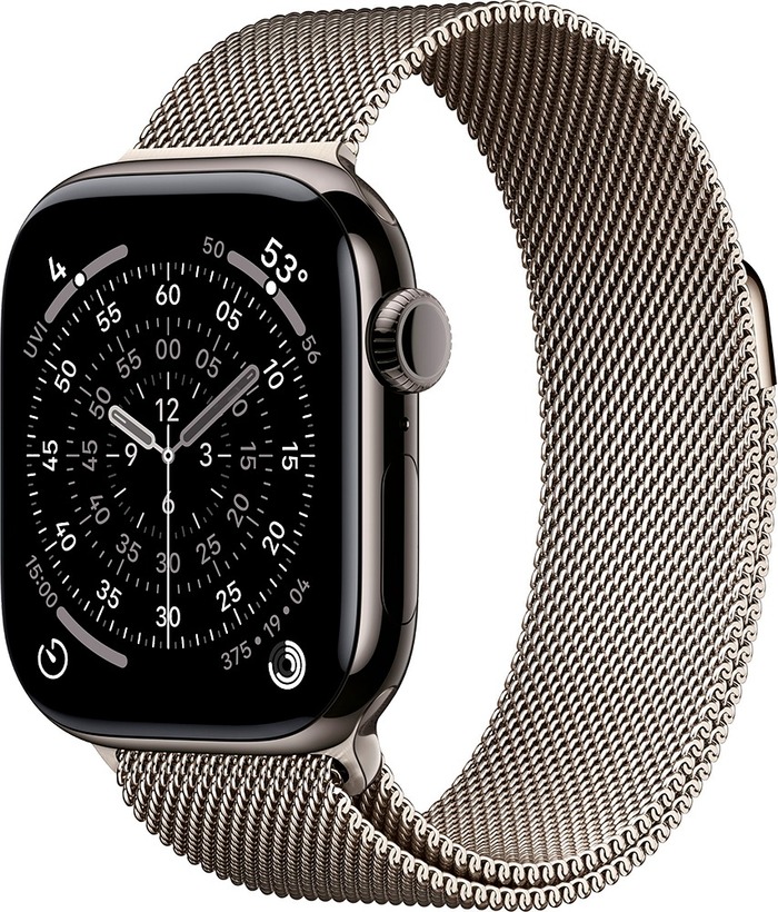 Умные часы Apple Watch Series 11 46 мм, Slate Titanium Case with Natural Milanese Loop, GPS + Cellular, Черный/Серебристый №1