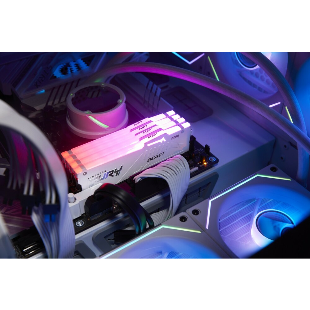 Оперативная память Kingston Fury Beast White RGB DDR5 5200MHz, KF552C40BWAK2-64, 2x32 Гб KIT, 64 Гб детальное изображение - 5