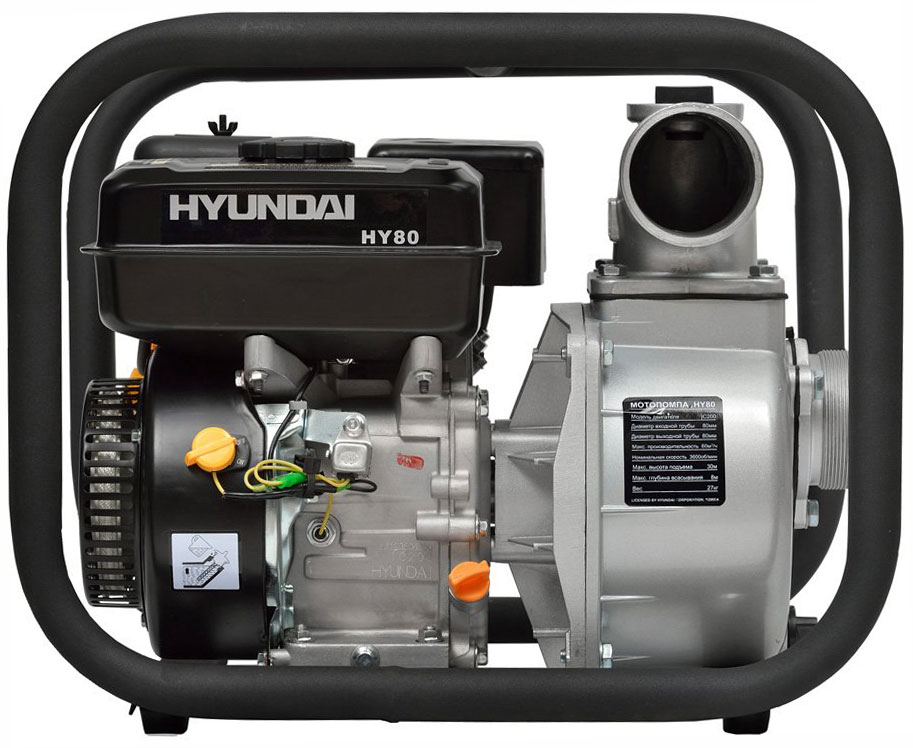 Насос Hyundai HY 80, 1000 л/мин, 80 мм, напор 30 м, d=80 мм, 5200 Вт, Серый детальное изображение - 1