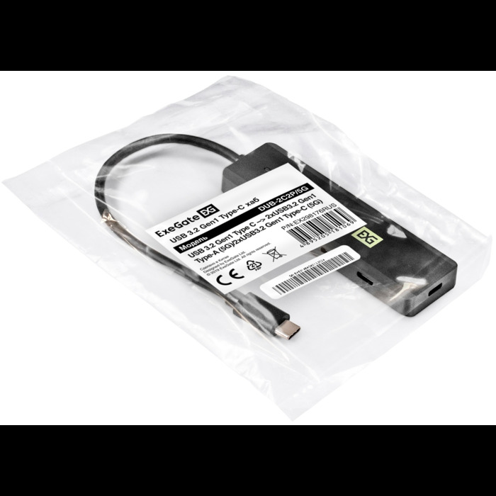 USB-концентратор ExeGate DUB-2C2P/5G, Черный №3