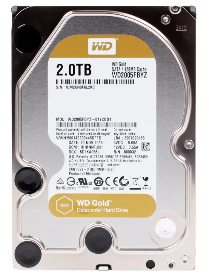 Жёсткий диск WD Gold WD2005VBYZ, SATA-III, 7200 об/мин, 2 ТБ №1