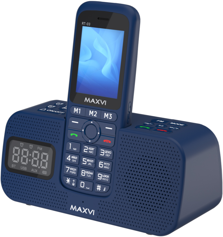 Мобильный телефон MAXVI RT-03 с док-станцией, 32 Мб, Синий, Dual mini-SIM детальное изображение - 1