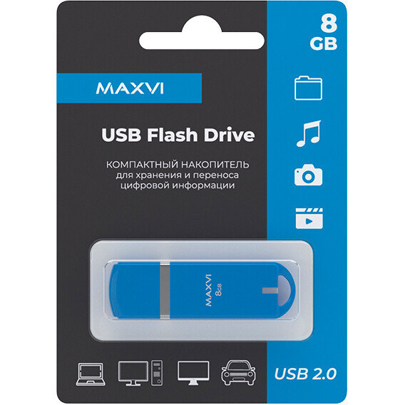 USB Flash накопитель MAXVI P3 Sky 8 ГБ, синий детальное изображение - 4