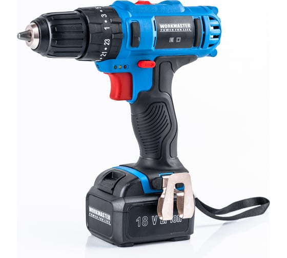 Аккумуляторная дрель-шуруповерт WorkMaster АШ-18ЛВ, 18 В, 28 Нм, 1,5 А·ч детальное изображение - 1