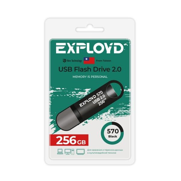 USB Flash накопитель Exployd 570 256 ГБ, черный детальное изображение - 1