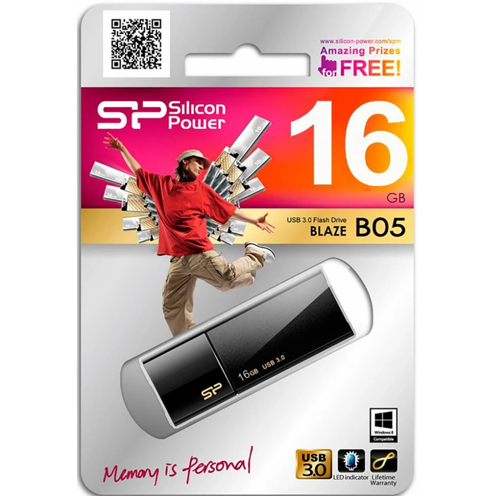 USB Flash накопитель Silicon Power Blaze B05 (SP016 ГБUF3B05V1K) 16 ГБ, черный детальное изображение - 2
