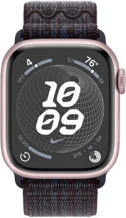 Умные часы Apple Watch Series 9 Pink Aluminum Case with Nike Sport Band Black/Blue, 41 mm, Черный/Синий детальное изображение - 2