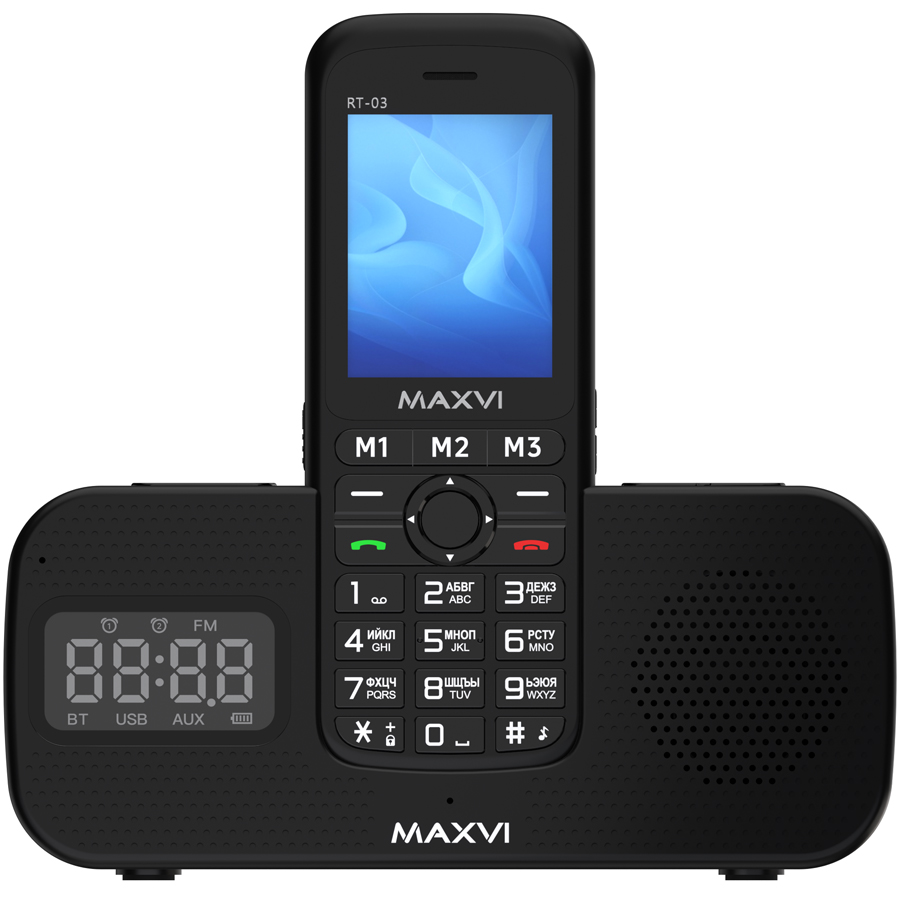 Мобильный телефон MAXVI RT-03 с док-станцией, 32 Мб, Черный, Dual mini-SIM детальное изображение - 4
