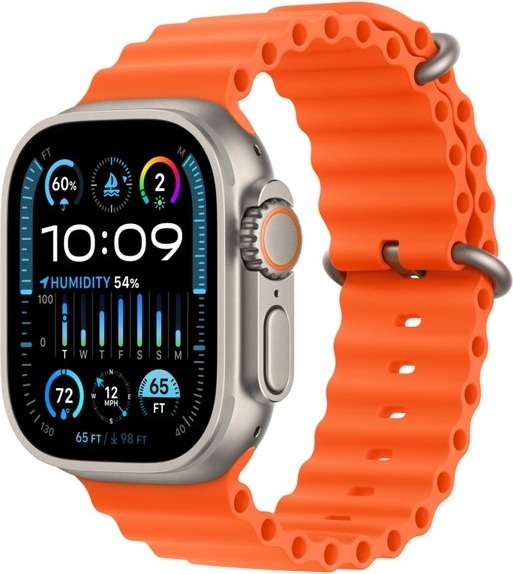 Умные часы Apple Watch Ultra 2 2024, 49 мм, Natural Titanium Case with Orange Ocean Band детальное изображение - 1