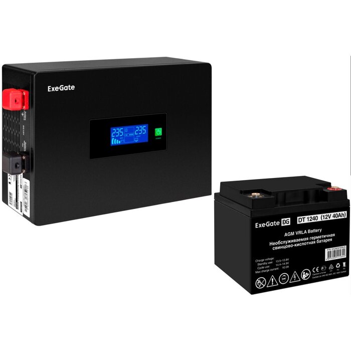 ИБП ExeGate IdealSine SR-1000.LCD.2SH + DT 1240 (40Ач) №1