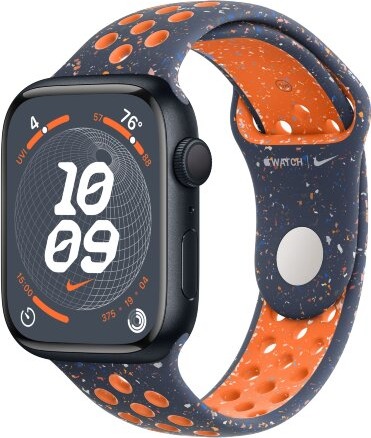 Умные часы Apple Watch Series 9 Midnight Aluminum Case GPS + Cellular with Nike Sport Band Blue Flame, 41 mm, Голубое пламя детальное изображение - 1
