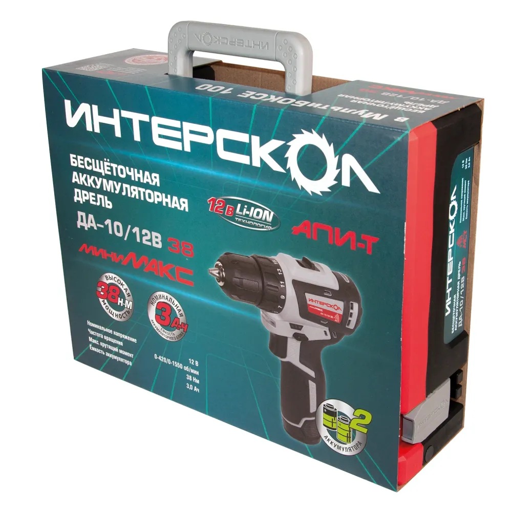 Аккумуляторная дрель-шуруповерт Интерскол ДА-10/12В 38 МиниМАКС 757.3.2.46, 38 Нм, 12 В детальное изображение - 4
