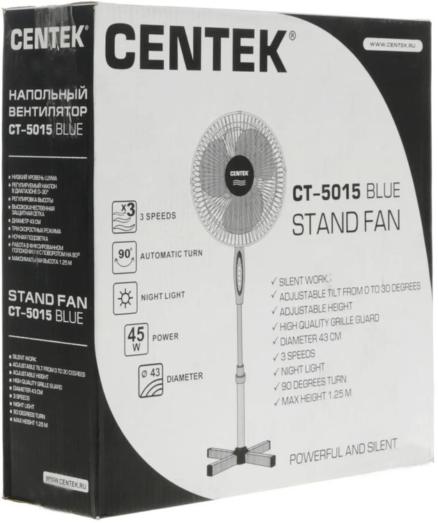 Вентилятор Centek CT-5015, 40 Вт, Белый/Синий детальное изображение - 5
