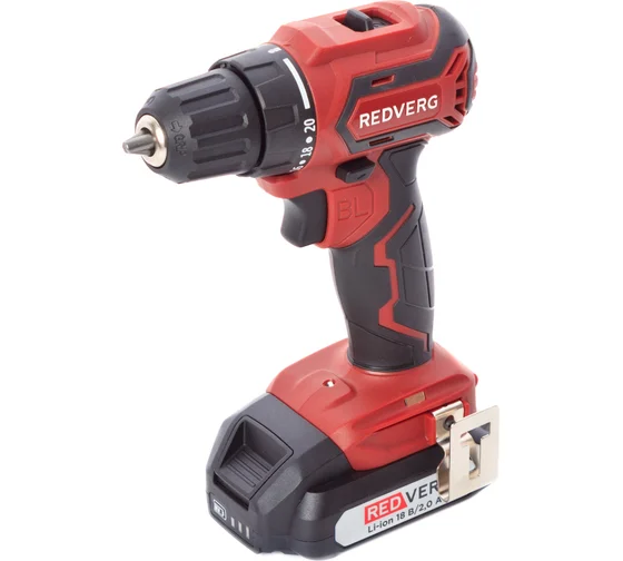 Аккумуляторная дрель-шуруповерт REDVERG RD-S18MBL/U 6679856, 20 В, 42 Нм, 2 А·ч детальное изображение - 2