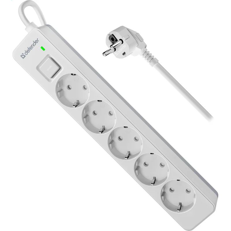 Сетевой фильтр Defender DFS-131, 1.5 м, Белый детальное изображение - 1