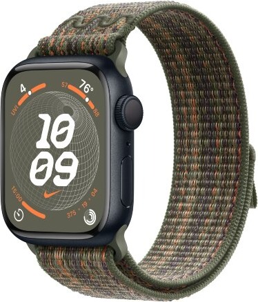 Умные часы Apple Watch Series 9 Midnight Aluminum Case GPS + Cellular with Nike Sport Band Sequoia/Orange, 41 mm, Секвойя/Оранжевый детальное изображение - 1
