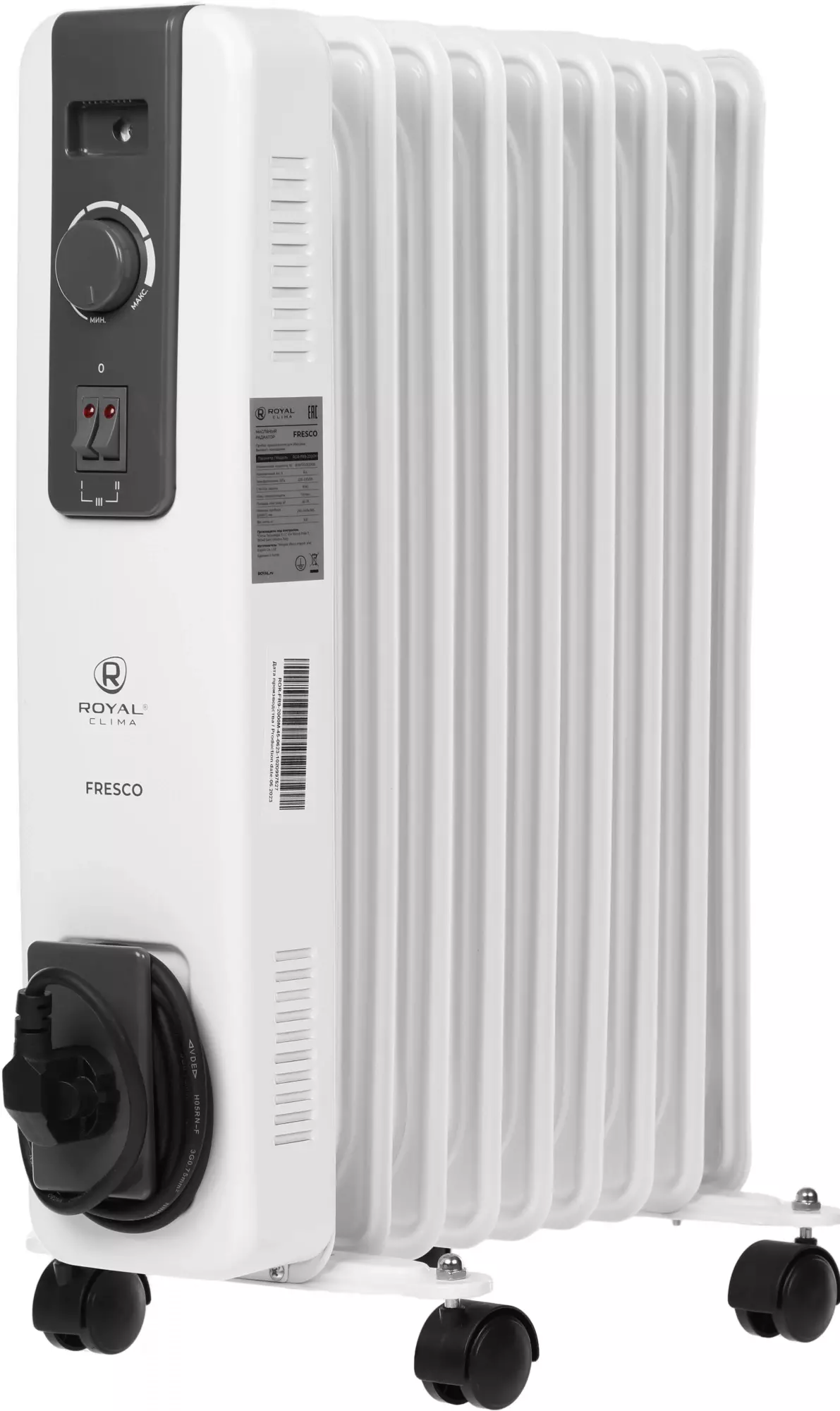 Масляный радиатор Royal Clima Fresco ROR-FR9-2000M, Белый детальное изображение - 1