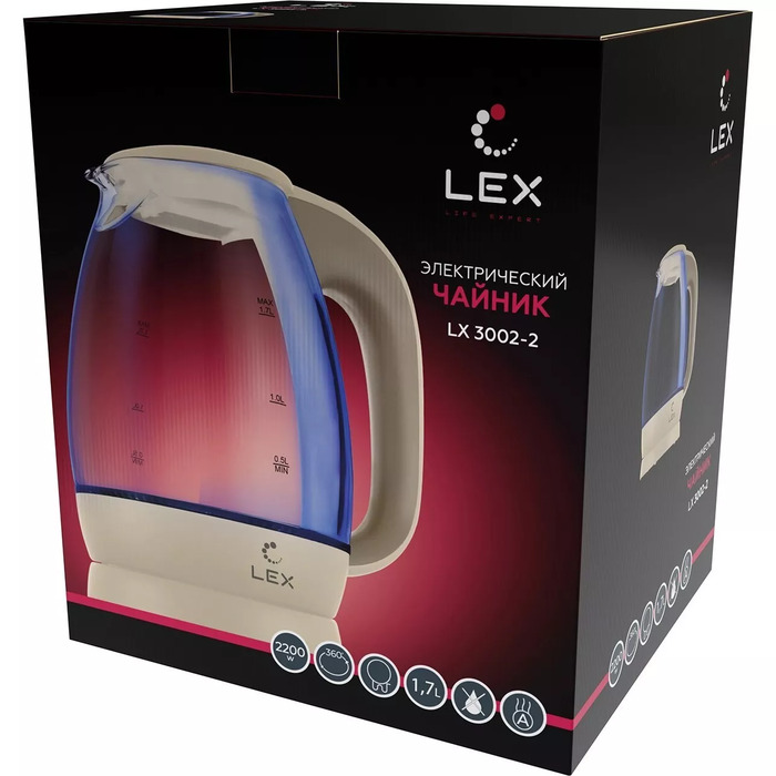 Электрочайник Lex LX-3002-2, Бежевый №6