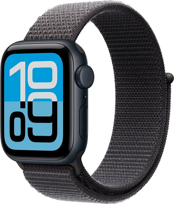 Умные часы Apple Watch SE 3 40 мм, GPS, Midnight Aluminium Case with Dark Gray Sport Loop, Полуночный черный/Темно-серый №1