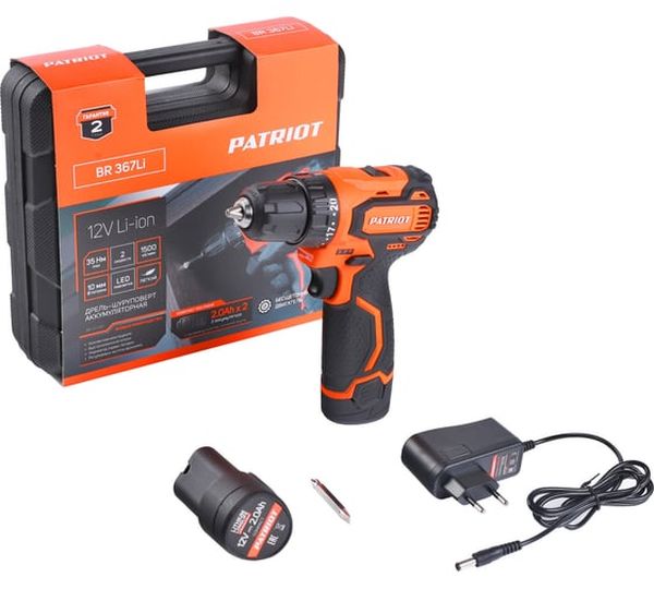Аккумуляторная дрель-шуруповерт PATRIOT BR 367Li 180201367, 12 В, 35 Нм, 2 А·ч  детальное изображение - 8