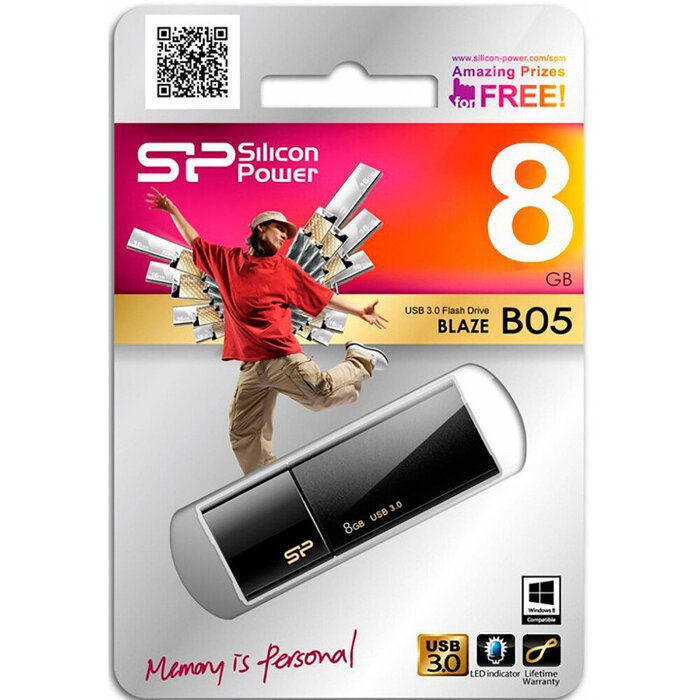 USB Flash накопитель Silicon Power Blaze B05 (SP008 ГБUF3B05V1K) 8 ГБ, черный №2