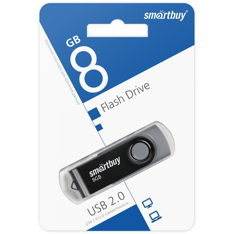 USB Flash накопитель SmartBuy Twist (SB008 ГБ2TWK) 8 ГБ, черный детальное изображение - 4
