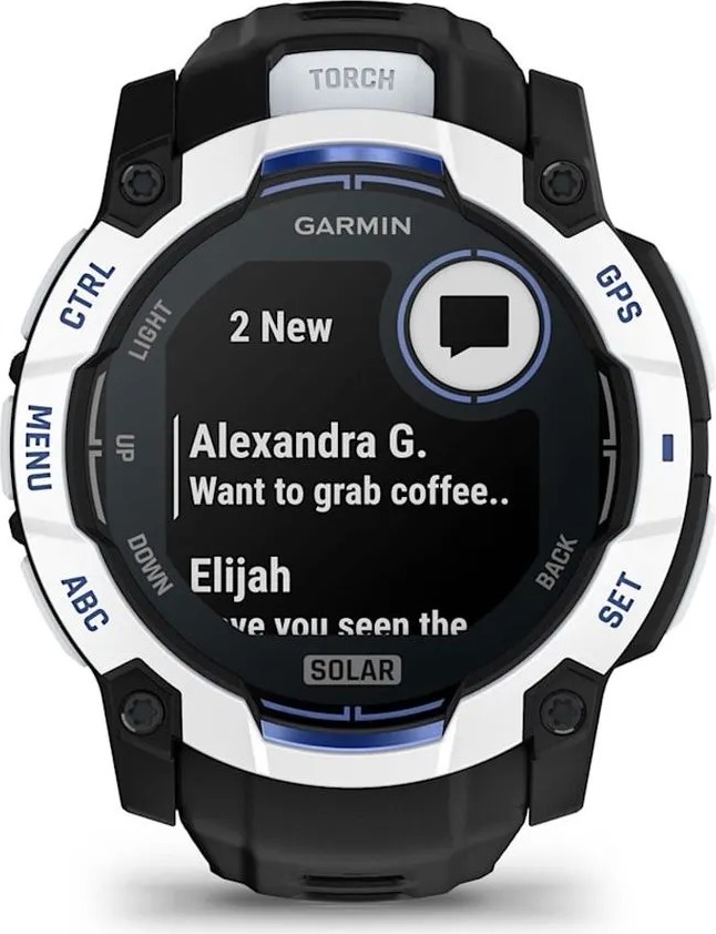 Смарт-часы Garmin Instinct 3 Solar Whitestone with Black/Bolt Blue Silicone Limited edition, 50 мм, Синий детальное изображение - 4