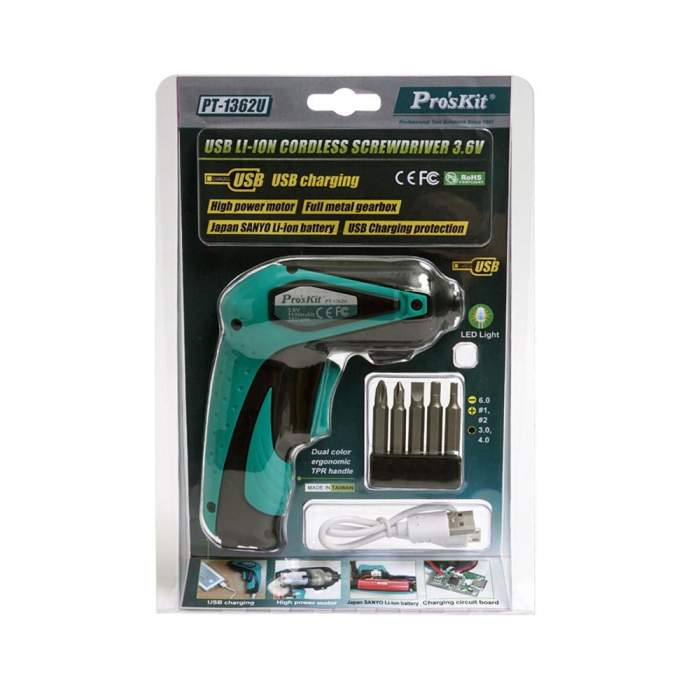 Аккумуляторная дрель-шуруповерт Pro'sKit ProsKit PT-1362U 324093, 12 В, 36 Нм, 1,5 А·ч  детальное изображение - 6