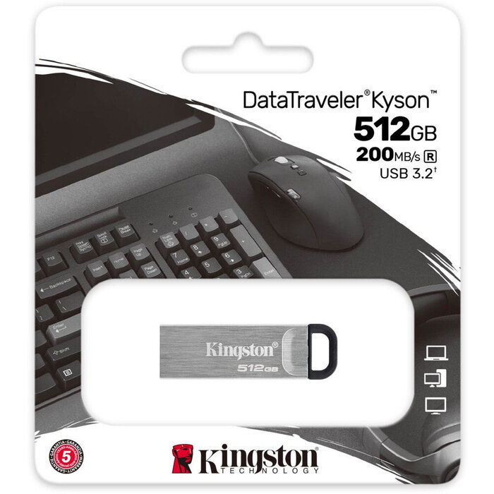USB Flash накопитель Kingston DataTraveler Kyson (DTKN/512 ГБ) 512 ГБ, серебряный №3