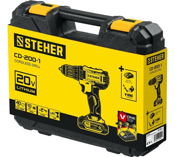 Дрель-шуруповерт STEHER, CD-200-1, 20 В, 40 Нм, 2 А·ч детальное изображение - 13