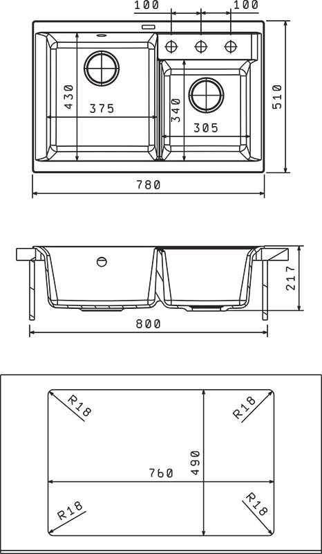 Кухонная мойка Florentina Kassi 780  детальное изображение - 2