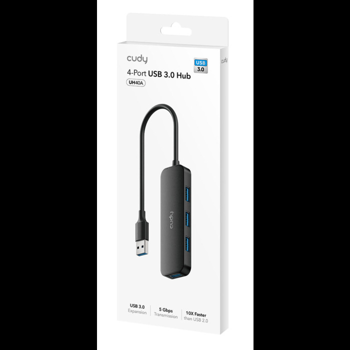 USB-концентратор Cudy 4-Port USB-A 3.0 Hub (UH40A), Черный №3