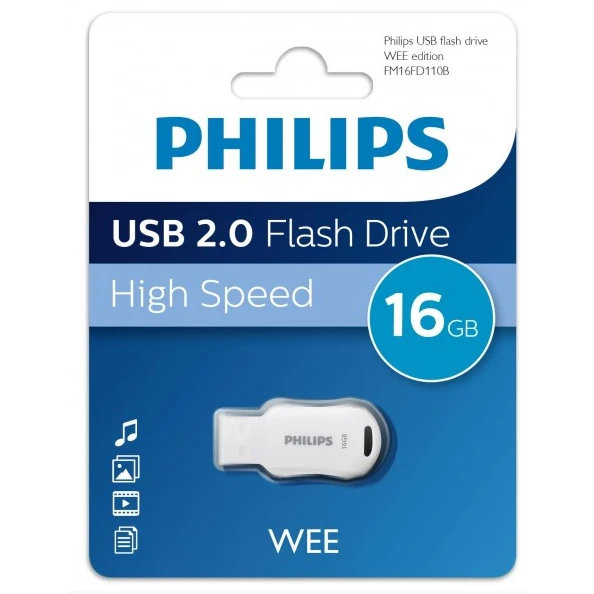 USB Flash накопитель Philips WEE 2.0 (FM16FD110B) 16 ГБ, белый детальное изображение - 1