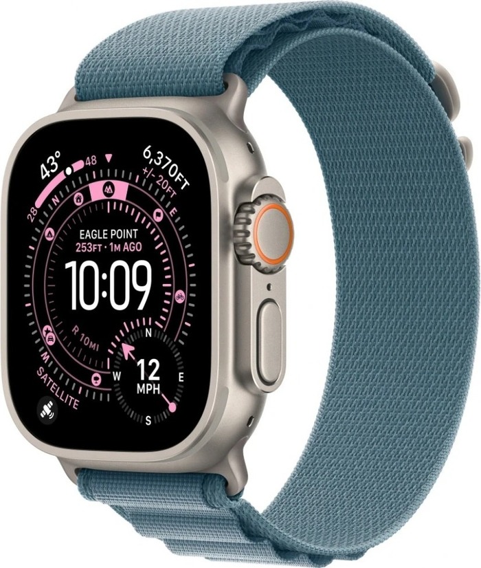 Умные часы Apple Watch Ultra 3 49 мм, Natural Titanium Case with Light Blue Alpine Loop, Светло-голубой №1