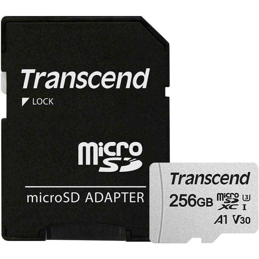 Карта памяти Transcend MicroSD + SD адаптер (TS256GUSD300S-A), 256 Гб детальное изображение - 1